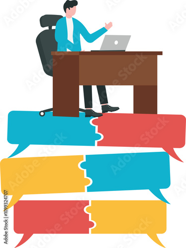 Professional customer service or administrative support, ability to solve immediate problem for customer, good communication skill concept. Businessman administrator communicating well with customer.
