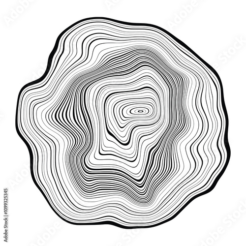 Log cut, vector illustration, tree rings pattern, shades of gray	