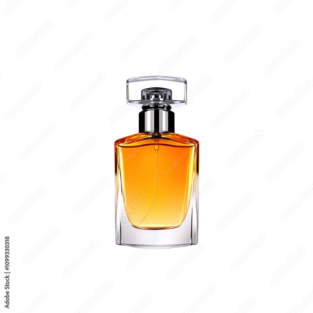 Fototapeta premium Amber Perfume Bottle on White Background