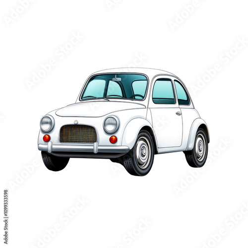 Classic White Retro Car Illustration