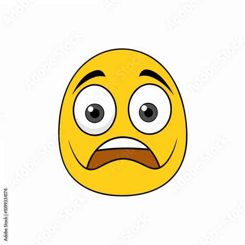 Anxiety face and eye emoticon in yellow, vector icon for digital designs and emotional expression.