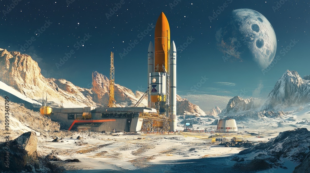 Naklejka premium Illustration for space exploration technologies
