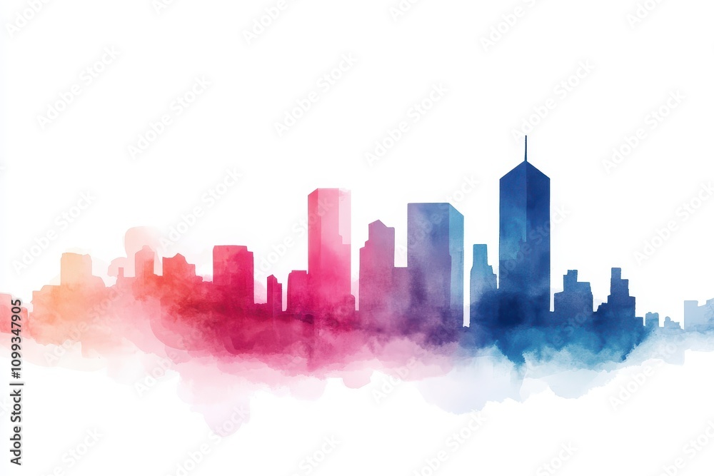 Fototapeta premium Artistic Watercolor Depiction of Location Connectivity: Bridging Places Through Vibrant Colors and Fluid Lines