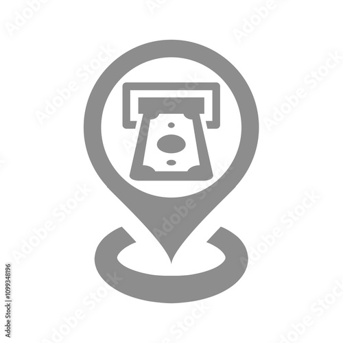 Atm location vector icon. Cash machine direction symbol.