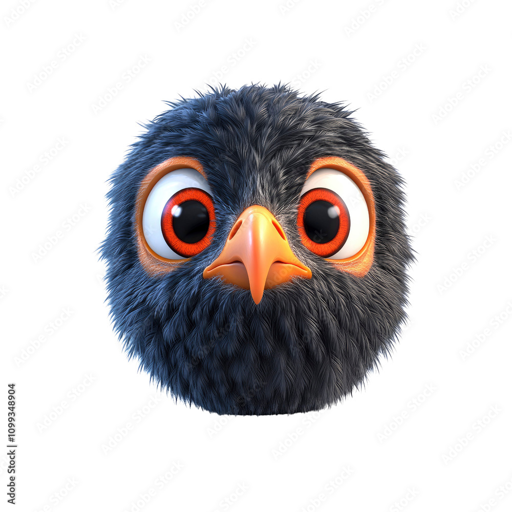Fototapeta premium Adorable 3D Render of a Fluffy Angry Bird Head