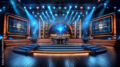 Stage set up TV show is dimly Empty Game Talk
