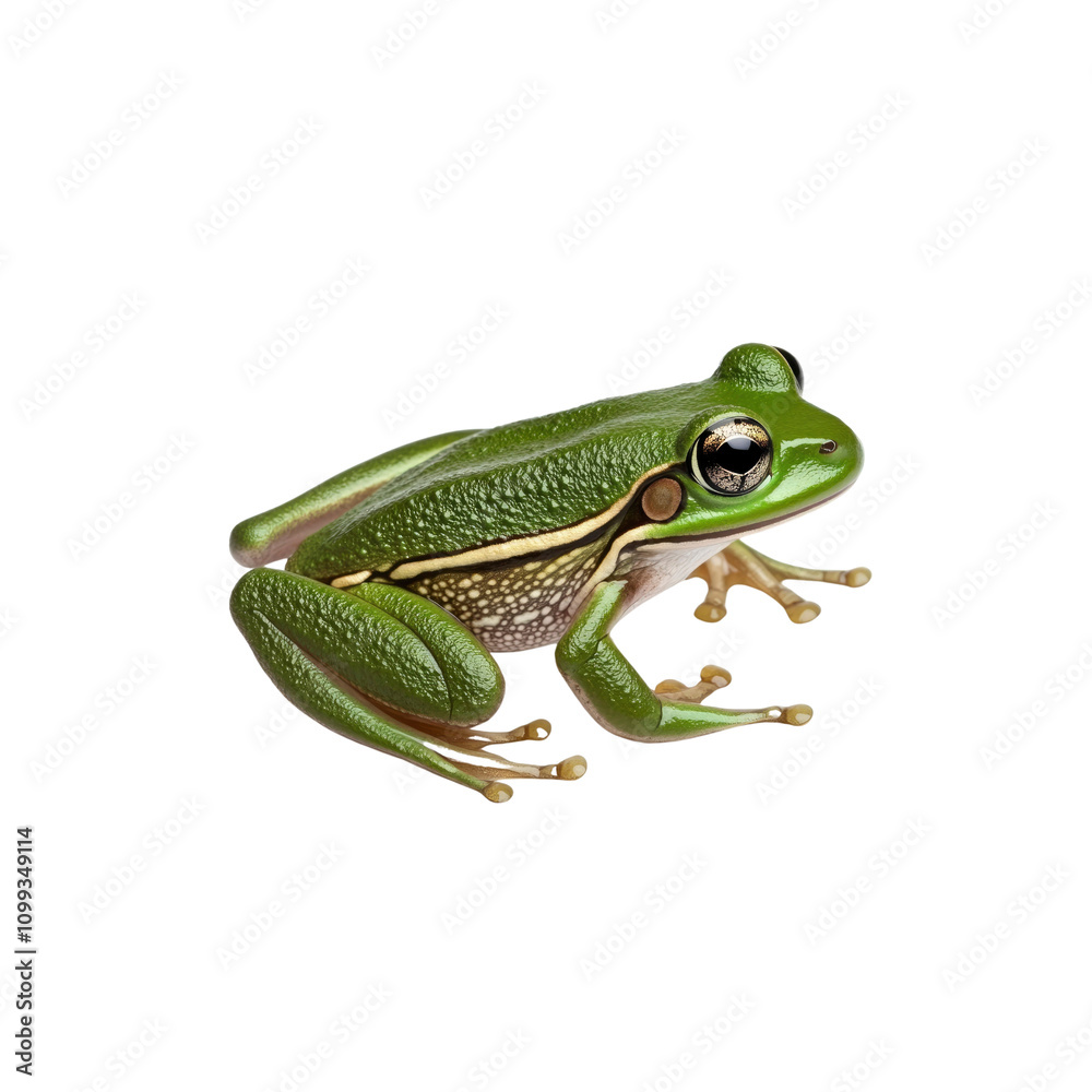 Fototapeta premium Vibrant Green Tree Frog Isolated on White Background