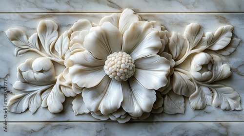 Intricate Marble Carving Depicts A Floral Design