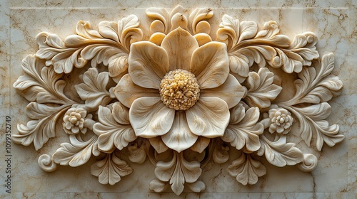 Intricate Carved Marble Floral Design