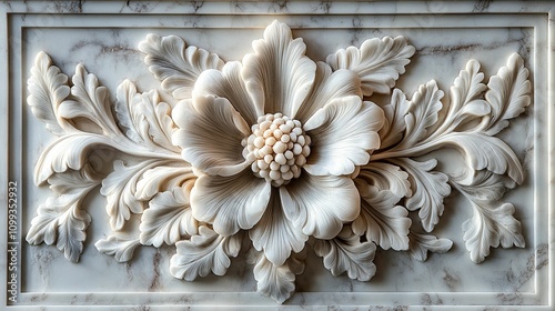 Intricate Marble Carving Featuring A Floral Design