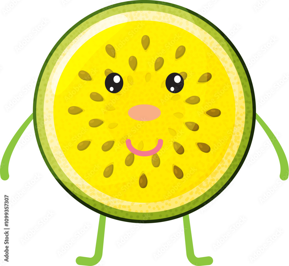 Fototapeta premium Cute character yellow watermelon for kids, juice, fruit shop, education, etc