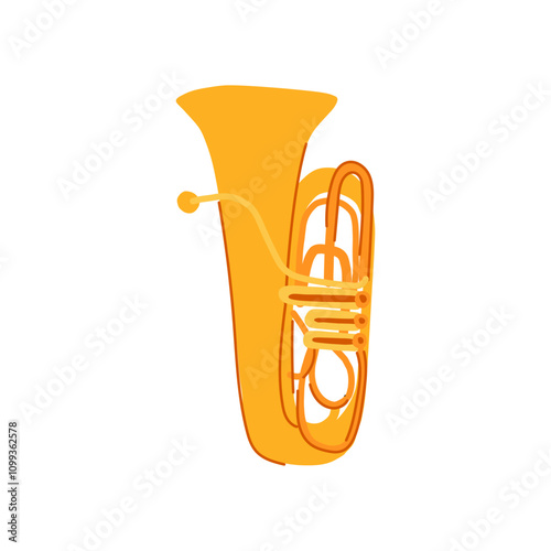 music tuba cartoon. low sound, orchestra musician, deep large music tuba sign. isolated symbol vector illustration