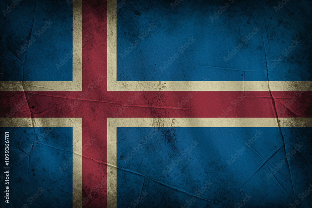 Fototapeta premium retro vintage historical old grungy Iceland flag