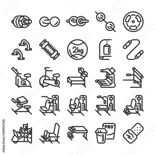 筋トレ ジムトレーニング 器具 アイコン セット 