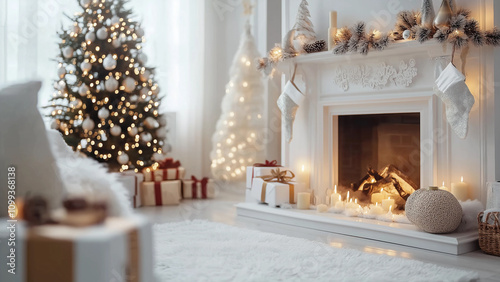 fireplace with christmas decoration