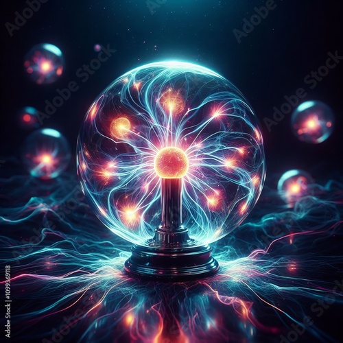 Plasma Ball A glowing plasma filled ball with a mesmerizing elec photo