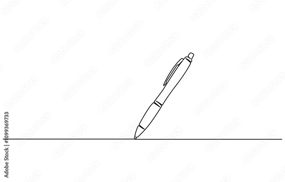 Obraz premium Continuous one line drawing writing pen isolated minimalist linear illustration made of single line vector illustration, Design Process Continuous Line Editable Stroke Icon, 