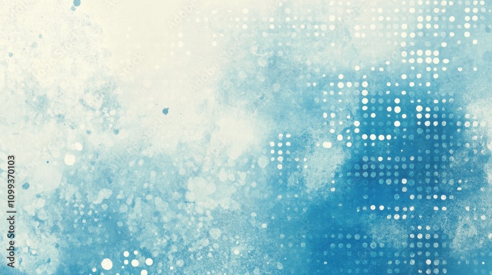 Fototapeta premium Abstract blue watercolor background with halftone effect.