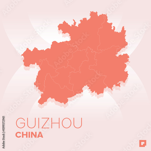 Guizhou vector map, Vector map of Guizhou, editable eps, AI files, Vector illustration of Guizhou vector map	