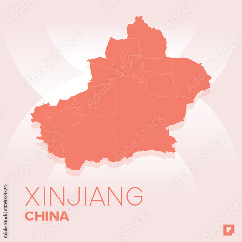 Xinjiang vector map, Vector map of Xinjiang, editable eps, AI files, Vector illustration of Xinjiang vector map	