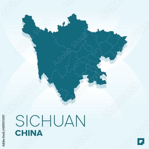 Sichuan vector map, Vector map of Sichuan, editable eps, AI files, Vector illustration of Sichuan vector map	