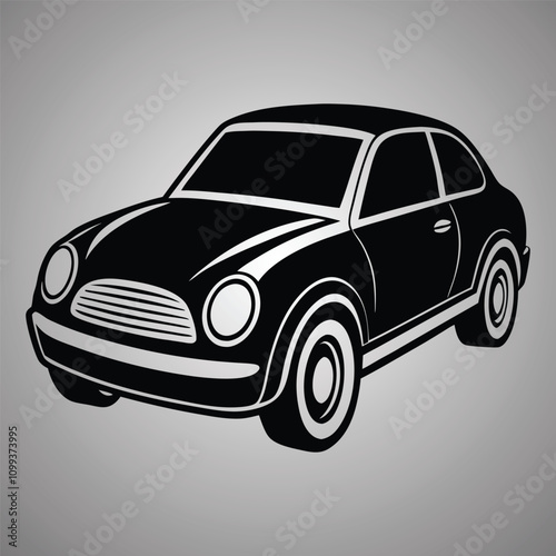 Modern car coupe, abstract silhouette on white background. Vehicle icons view from side. Vector illustration