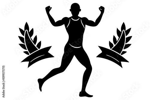 Marathon running silhouette vector.