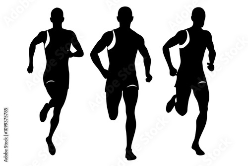 Marathon running silhouette vector.