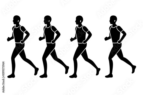 Marathon running silhouette vector.