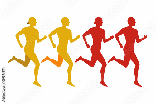 Marathon running silhouette vector.