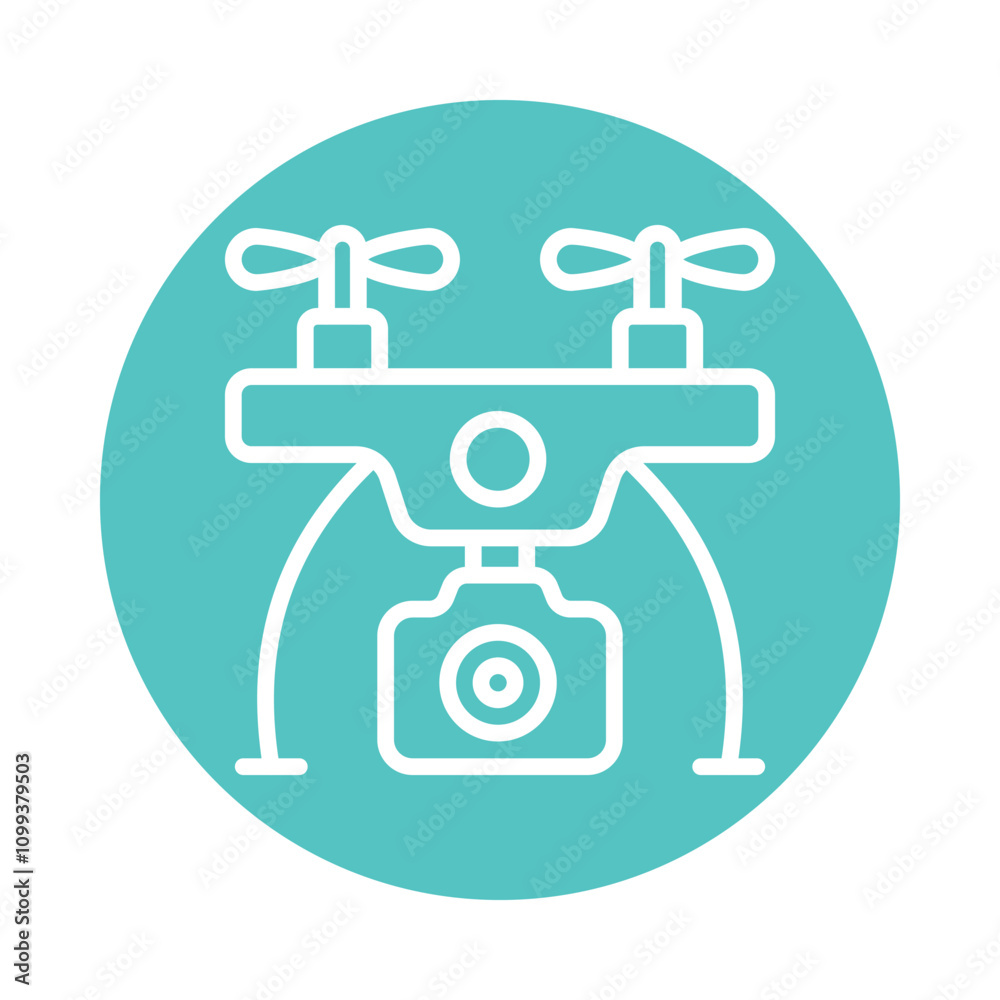 Obraz premium Drone Camera Vector Circle Outline Icon . Eps 10 file