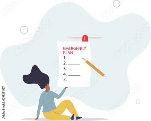 Business emergency plan, checklist to do when disaster happen to continue business and build resilience concept.flat characters.