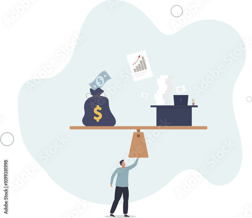 Wages, salary or income, work hard for money or incentive motivate to work overtime, overworked and life balance concept.