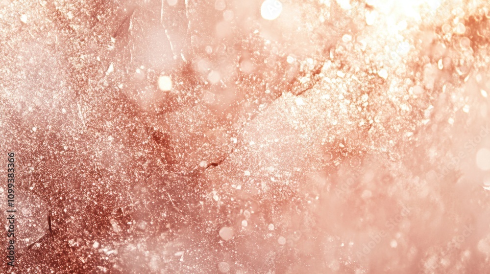 Fototapeta premium Abstract rose gold glitter texture with bokeh lights and sparkling particles. Shiny festive background.