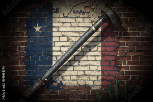 Retro Vintage Historical Old Grungy France flag