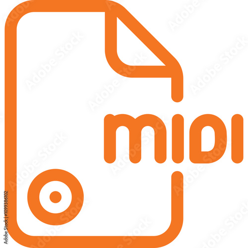 MIDI file format icon representing digital music production and composition in a modern context