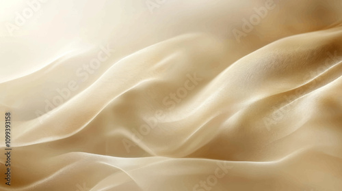 Abstract blur soft focus soft Beige linen fabric texture with folds and a natural floral sunlight shadows, aesthetic summer wedding bohemian background