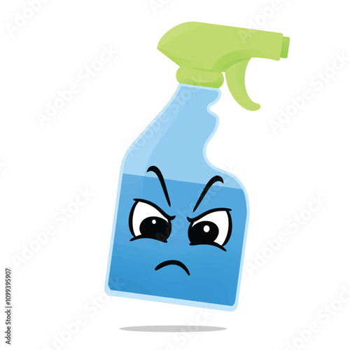 angry glass cleaner mascot vector illustrations. fun, colorful, and playful concept. cleaning tools, washing, interest, lifestyle, education, house, and environment themes