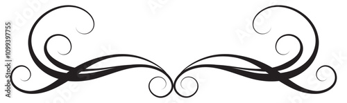 Wave ornament with leaves and abstract lines. Text divider. Decorative element for decor and text greeting or invitation card design.