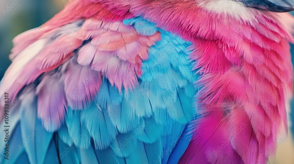 Obraz premium Close-up of a vibrant lilac-breasted roller bird, bright turquoise and pink feathers shining