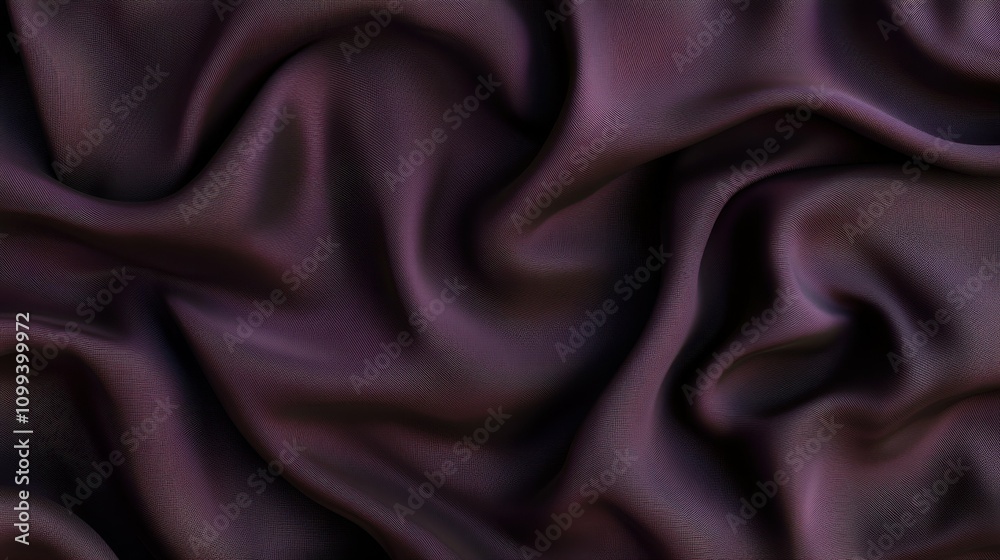 Fototapeta premium Flowing waves of smooth silk in rich purple hues, abstract 3D rendering, luxurious and elegant texture.