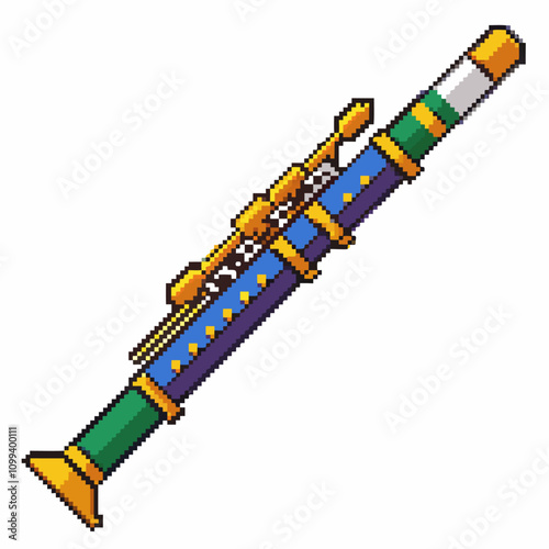 Pixel Art Clarinet Illustration   Retro Digital Musical Instrument Design