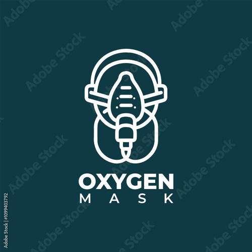 simple icon of an oxygen mask with its straps and tubing