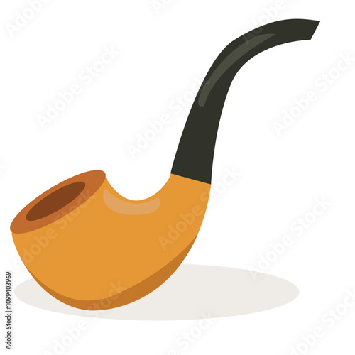 Tobacco Pipe Vintage Wooden Smoke Equipment Vector. 