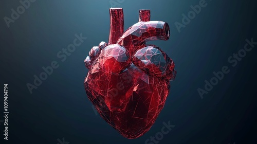 A Crystalline Red Human Heart Anatomical Model photo