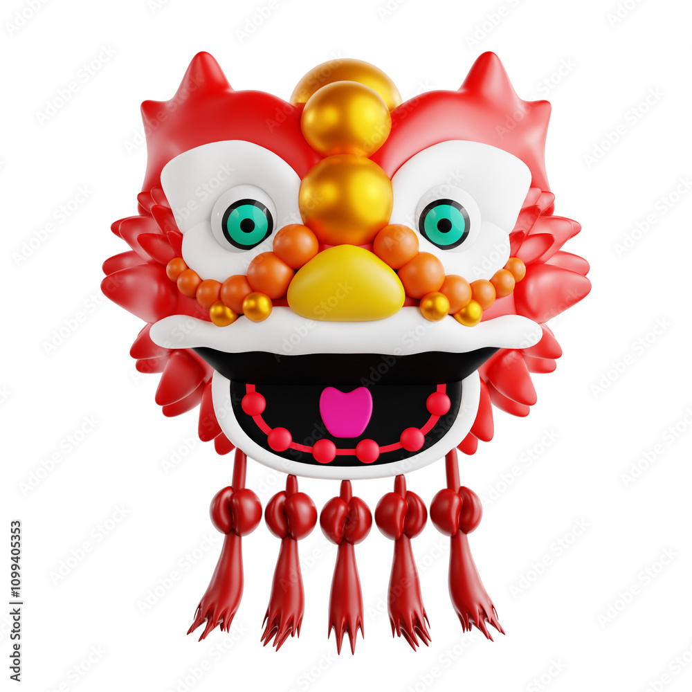 Fototapeta premium Lunar New Year Lion Dance Head with Ornate Decoration