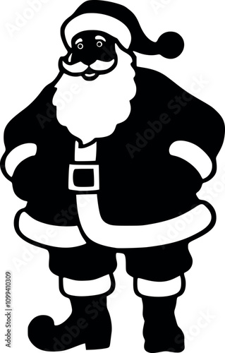 a cartoon drawing of a santa with a beard and mustache