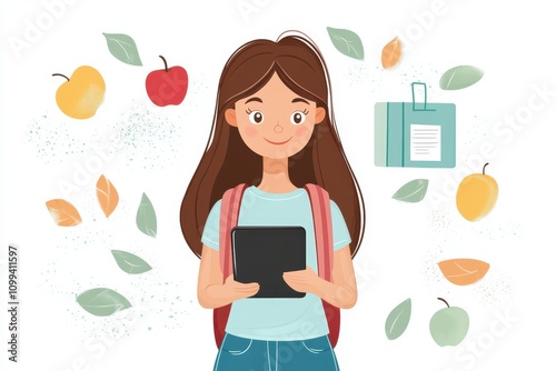 Student with Tablet in Clean Classroom Environment