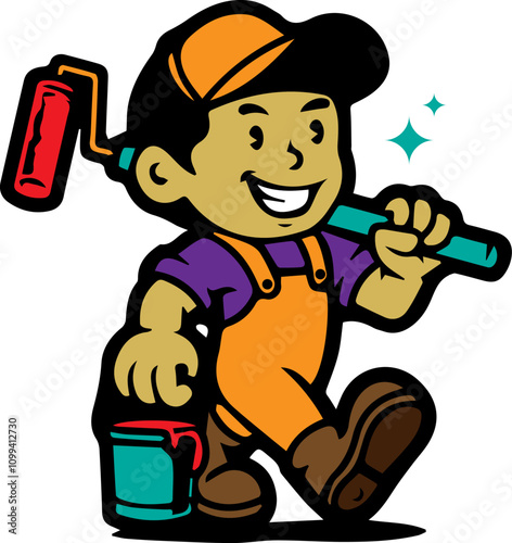 A painter mascot is perfect for a paint company logo.