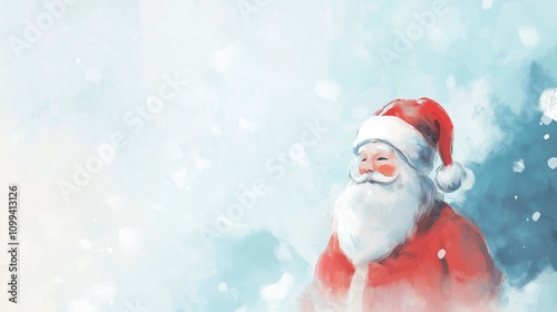 sata claus christmas greeting card water paint style photo